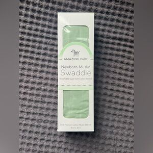 Amazing Baby Green Muslin Swaddle NEW